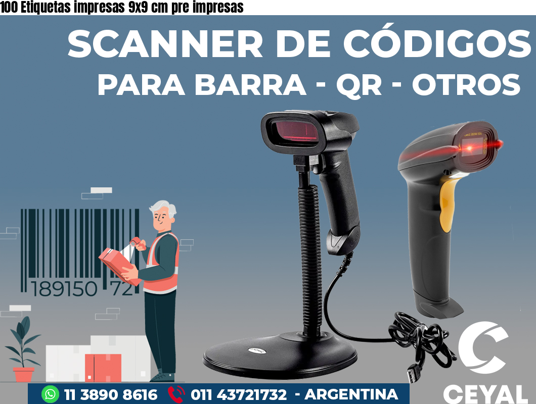 100 Etiquetas impresas 9x9 cm pre impresas