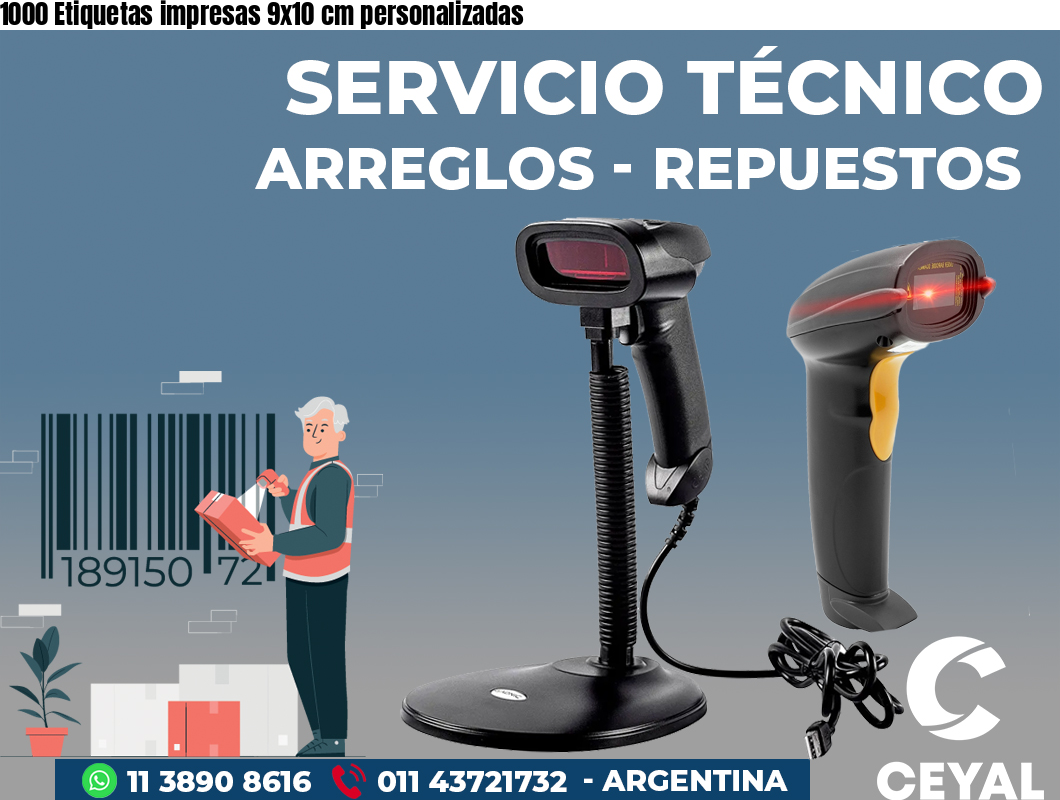 1000 Etiquetas impresas 9x10 cm personalizadas