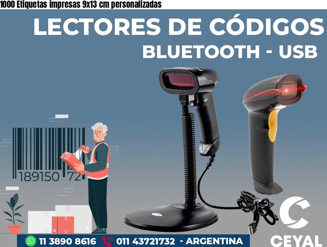 1000 Etiquetas impresas 9x13 cm personalizadas
