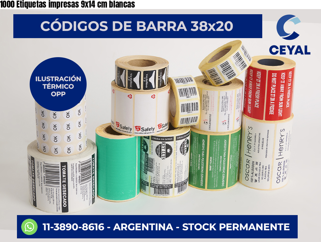 1000 Etiquetas impresas 9×14 cm blancas