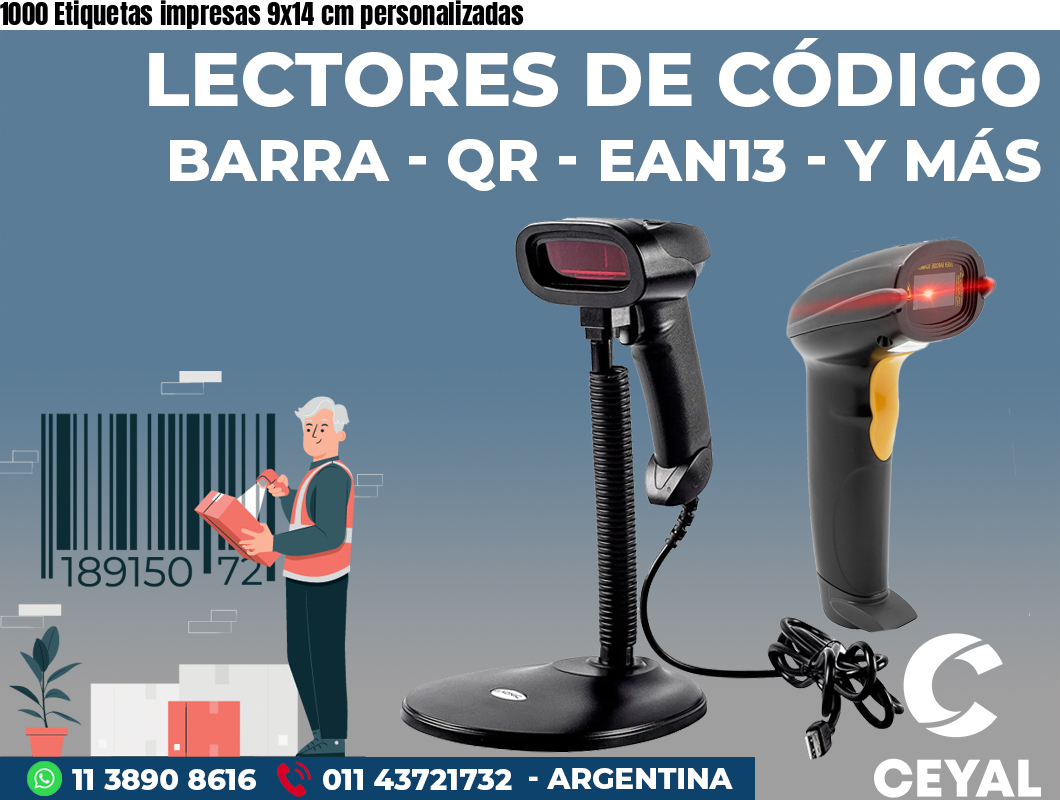 1000 Etiquetas impresas 9x14 cm personalizadas