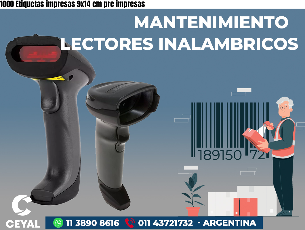 1000 Etiquetas impresas 9x14 cm pre impresas