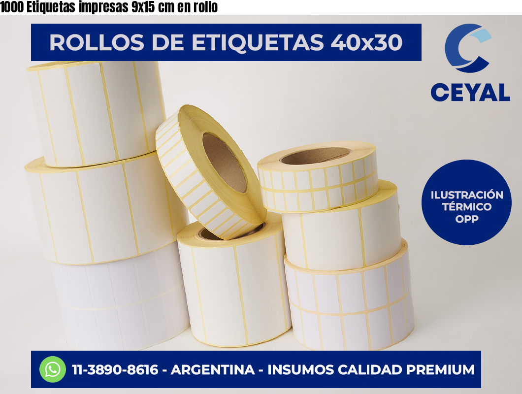 1000 Etiquetas impresas 9×15 cm en rollo