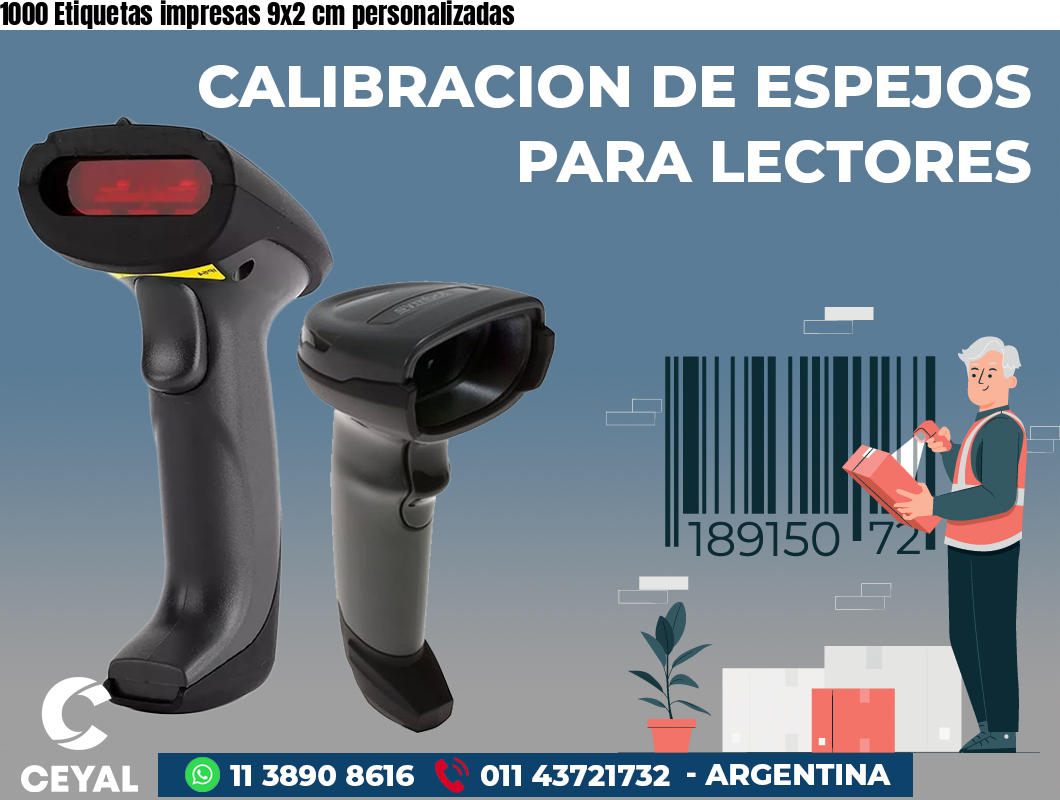 1000 Etiquetas impresas 9x2 cm personalizadas