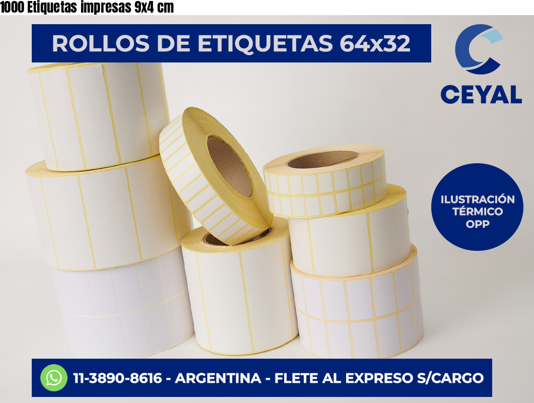 1000 Etiquetas impresas 9×4 cm