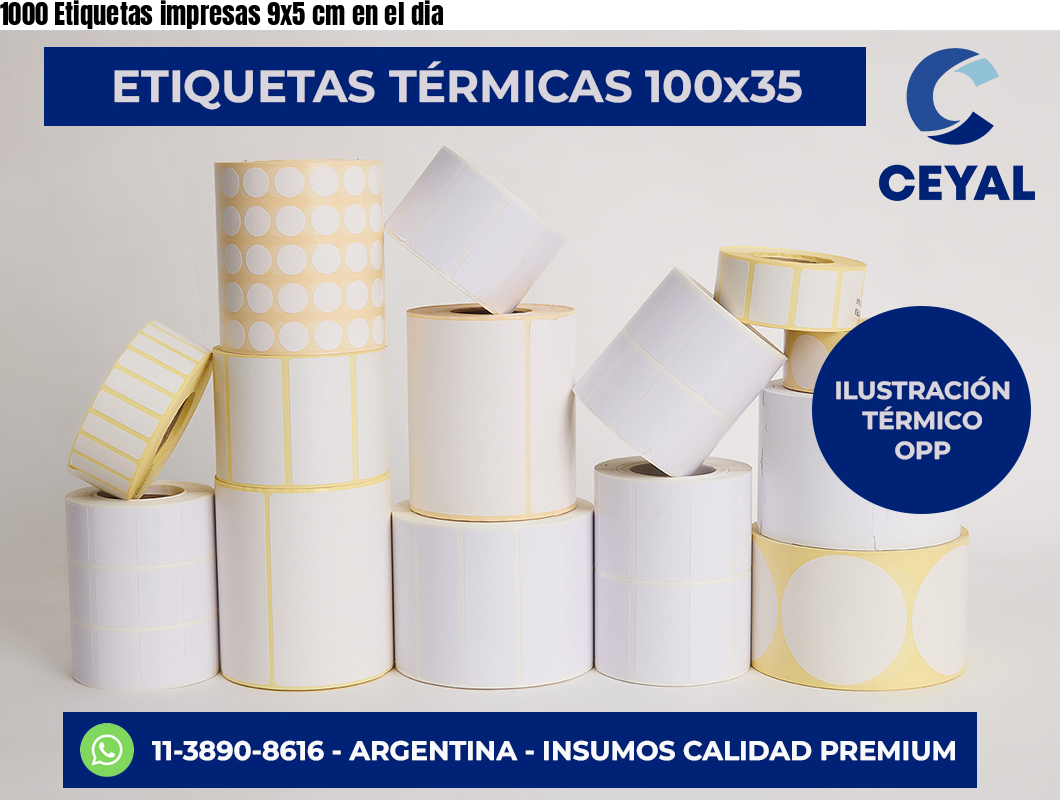 1000 Etiquetas impresas 9×5 cm en el dia