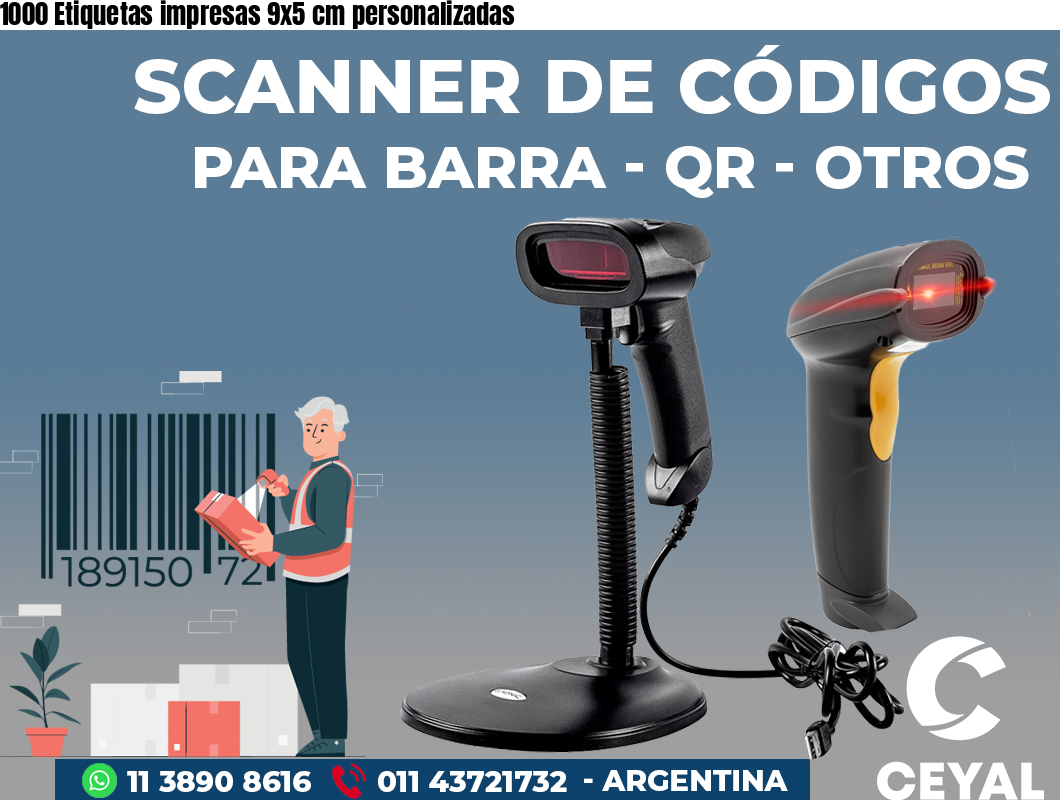 1000 Etiquetas impresas 9x5 cm personalizadas