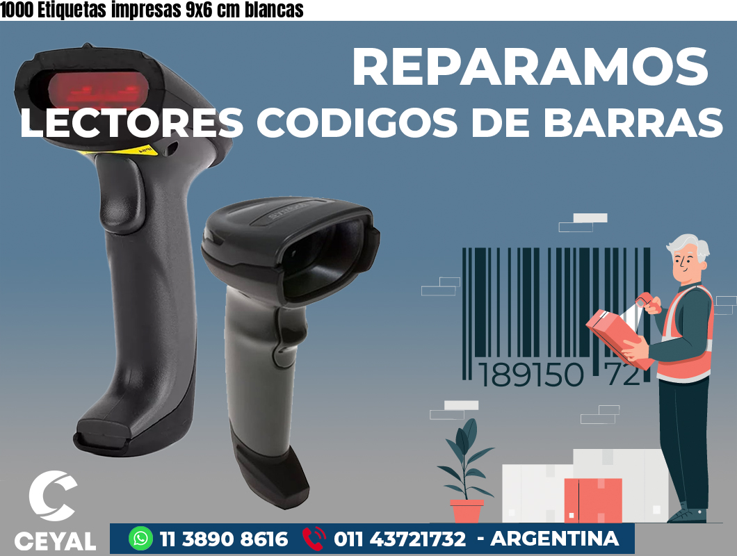 1000 Etiquetas impresas 9x6 cm blancas
