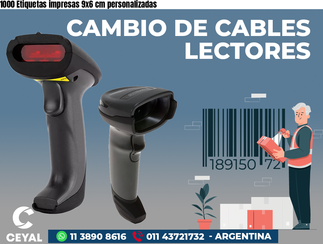 1000 Etiquetas impresas 9x6 cm personalizadas