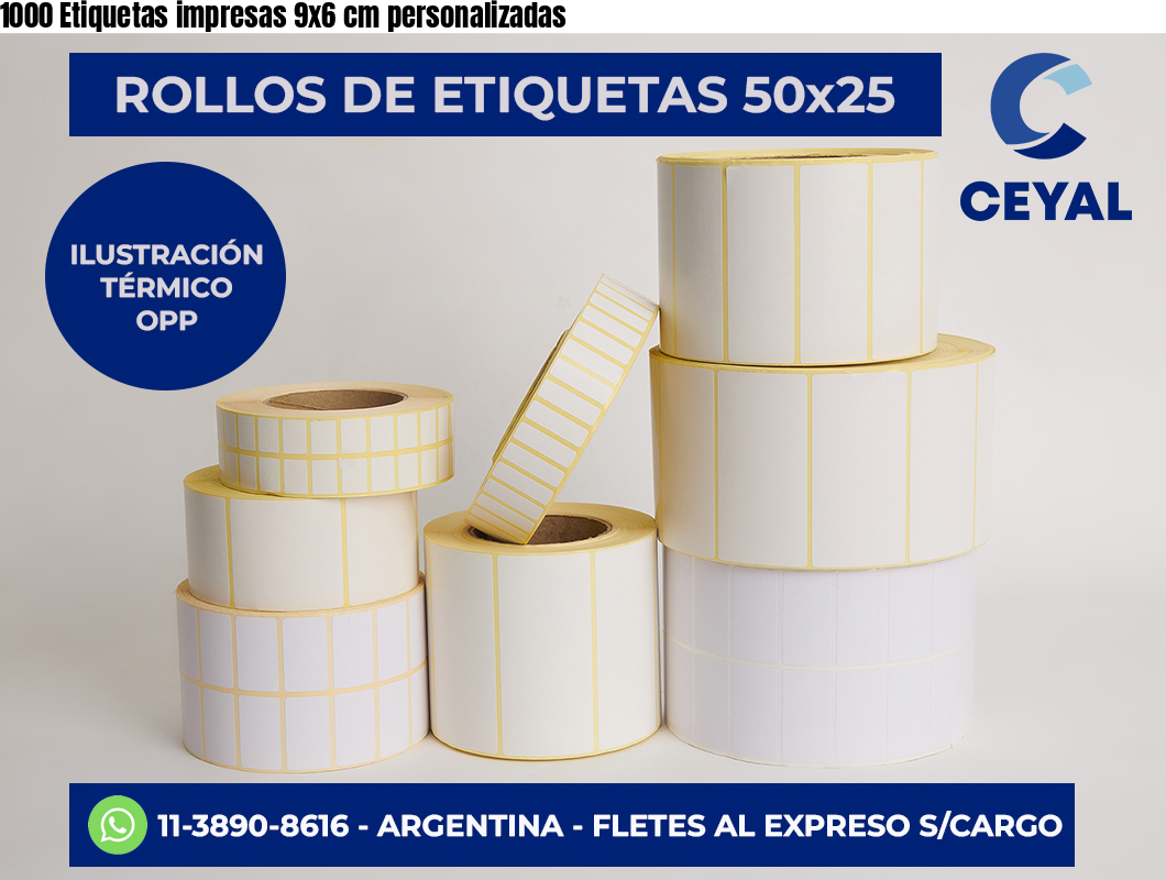 1000 Etiquetas impresas 9×6 cm personalizadas