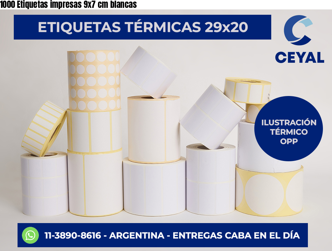 1000 Etiquetas impresas 9×7 cm blancas