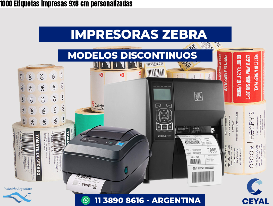 1000 Etiquetas impresas 9x8 cm personalizadas