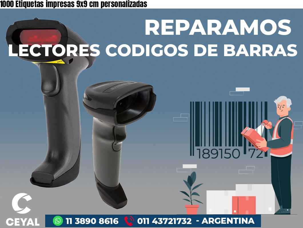 1000 Etiquetas impresas 9x9 cm personalizadas