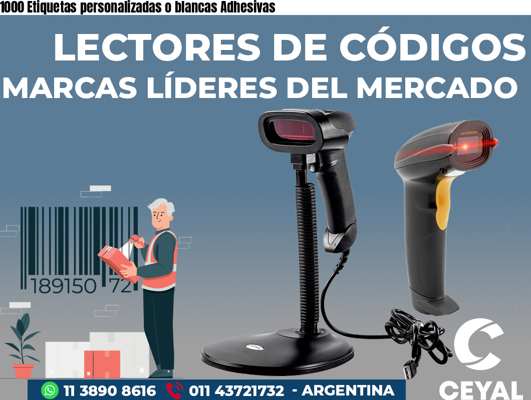 1000 Etiquetas personalizadas o blancas Adhesivas