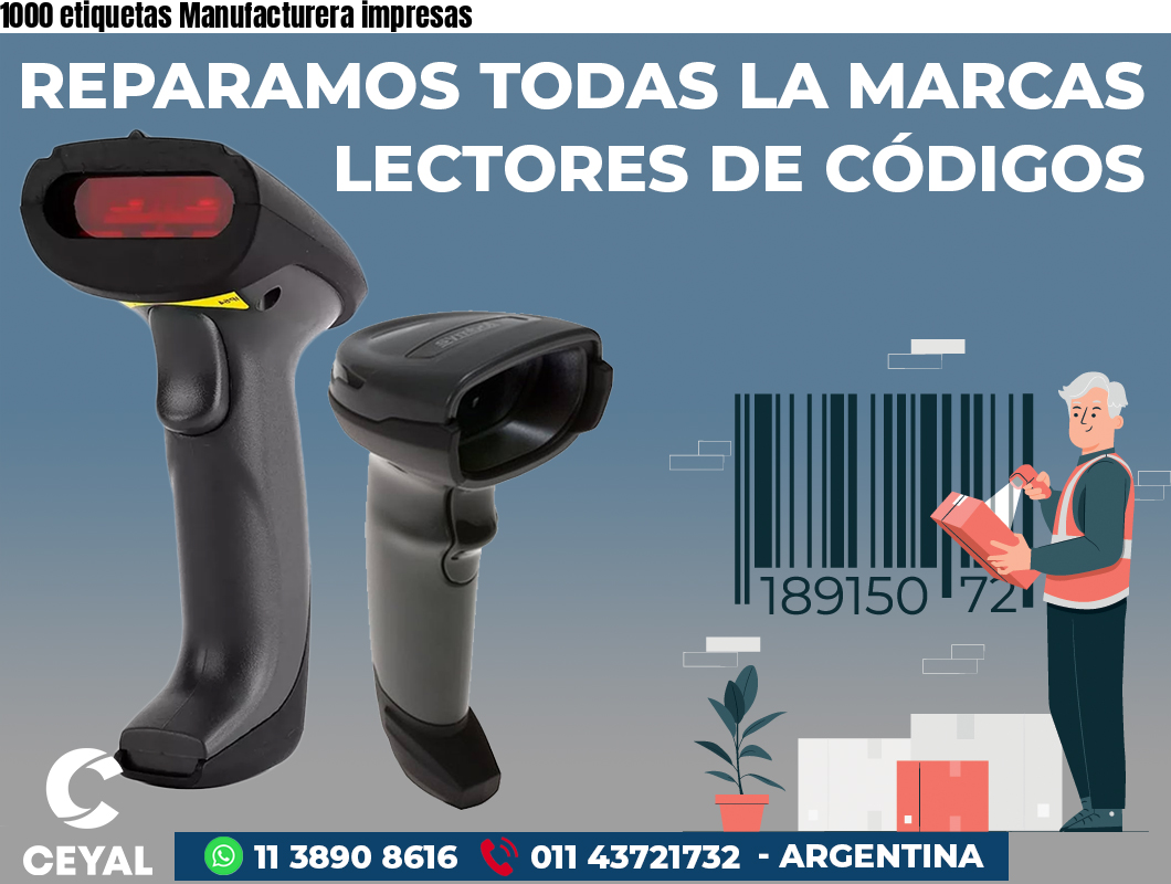 1000 etiquetas Manufacturera impresas