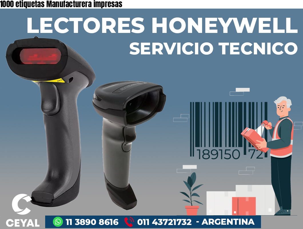 1000 etiquetas Manufacturera impresas