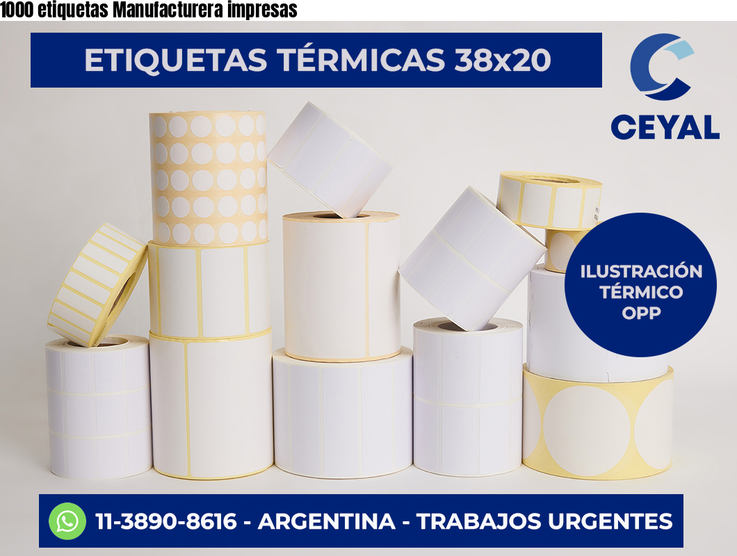 1000 etiquetas Manufacturera impresas