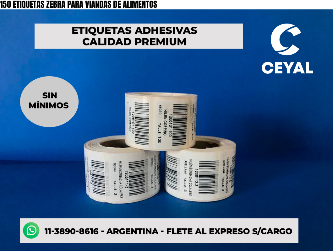 150 ETIQUETAS ZEBRA PARA VIANDAS DE ALIMENTOS