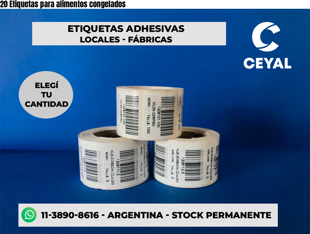 20 Etiquetas para alimentos congelados