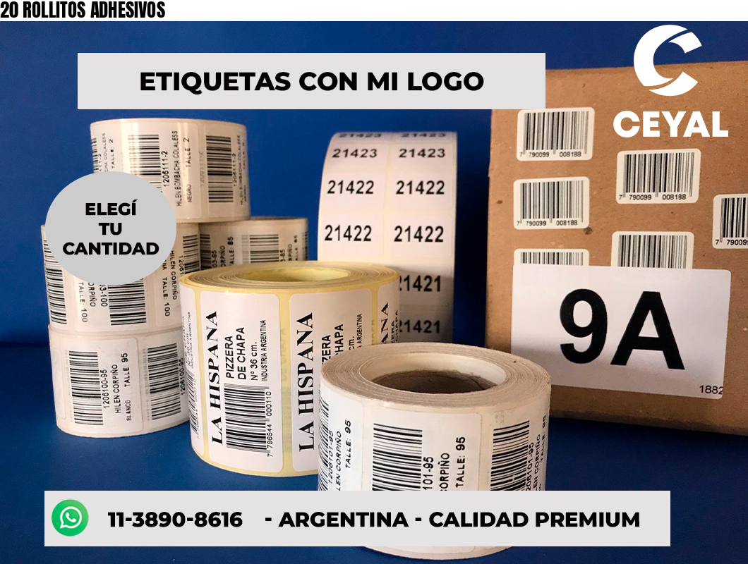 20 ROLLITOS ADHESIVOS