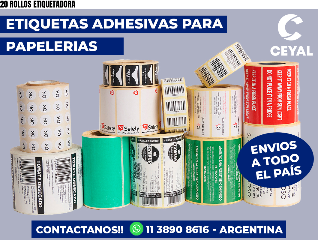 20 ROLLOS ETIQUETADORA