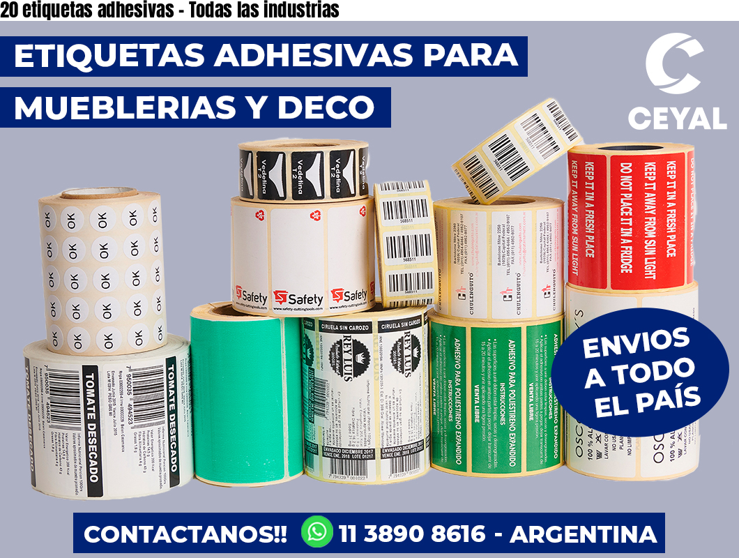 20 etiquetas adhesivas – Todas las industrias
