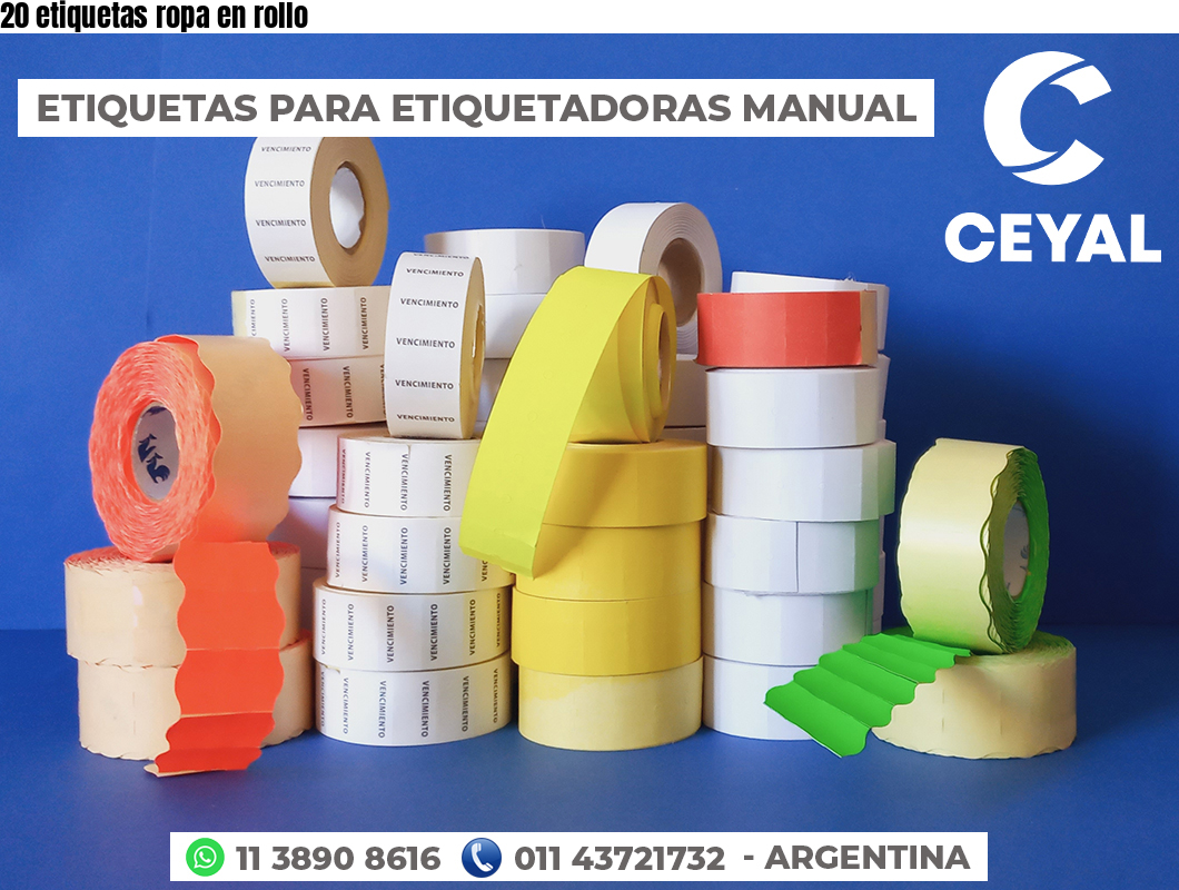 20 etiquetas ropa en rollo