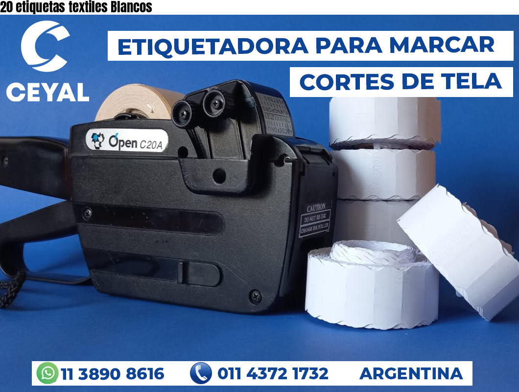 20 etiquetas textiles Blancos
