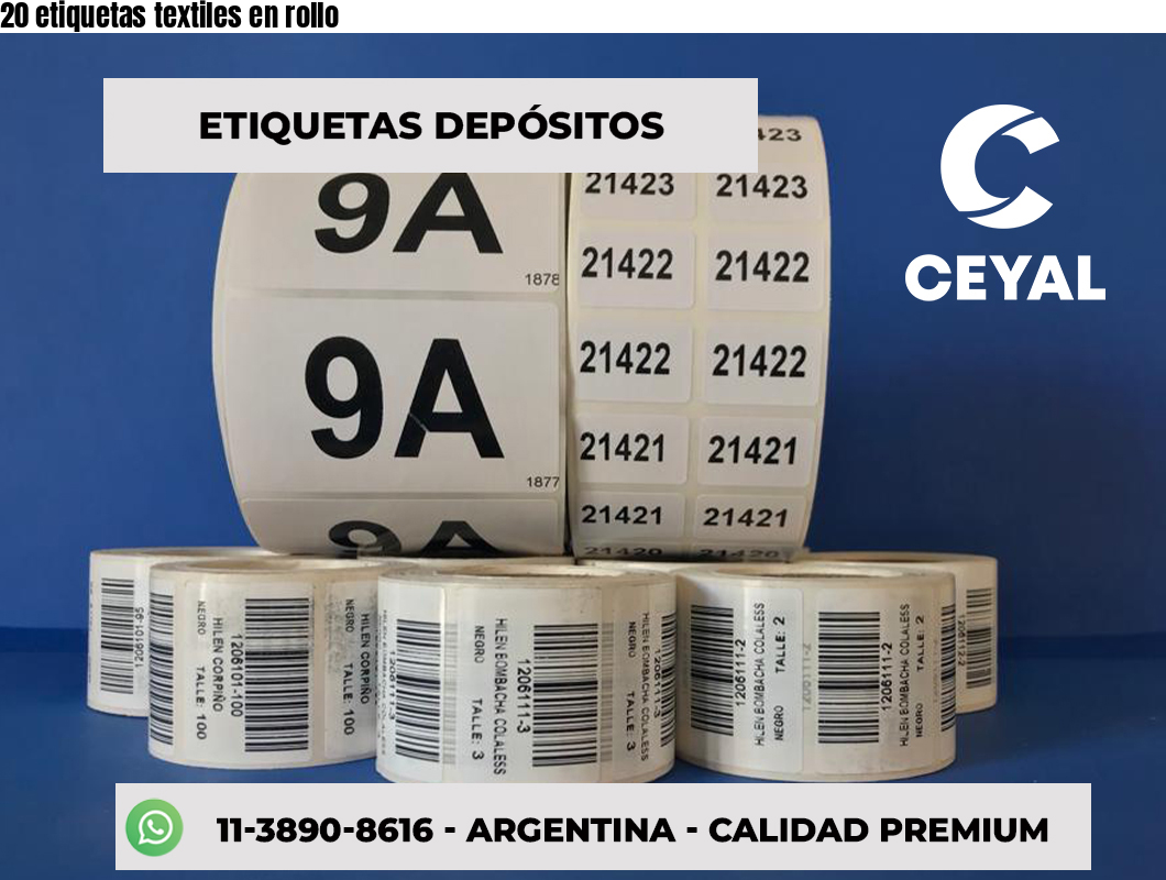 20 etiquetas textiles en rollo