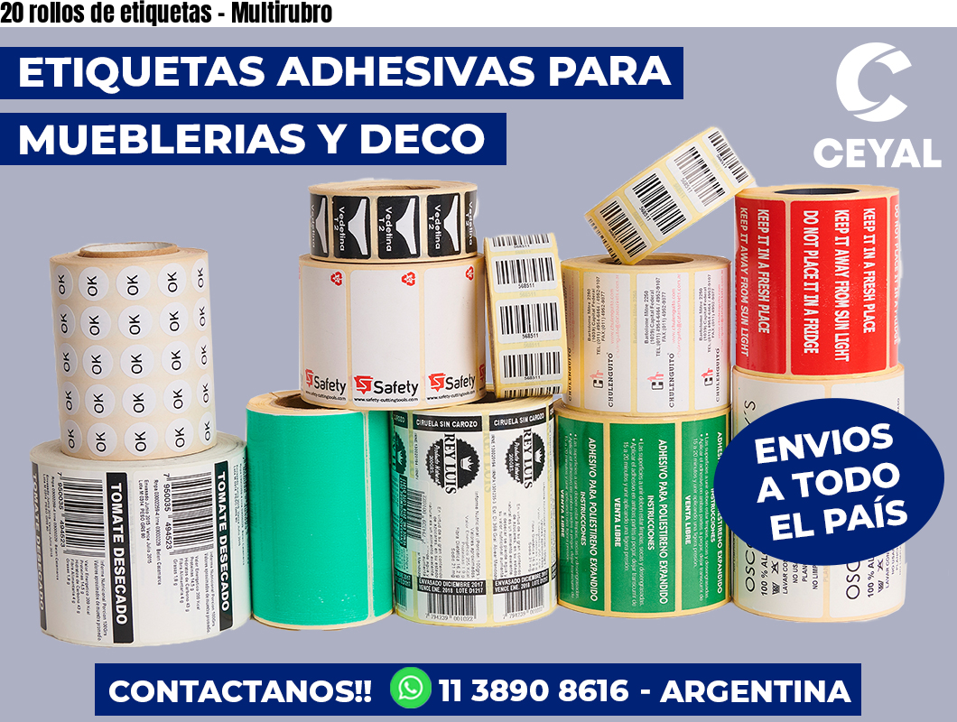 20 rollos de etiquetas – Multirubro