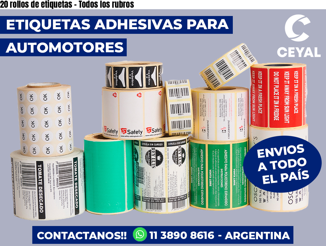 20 rollos de etiquetas - Todos los rubros