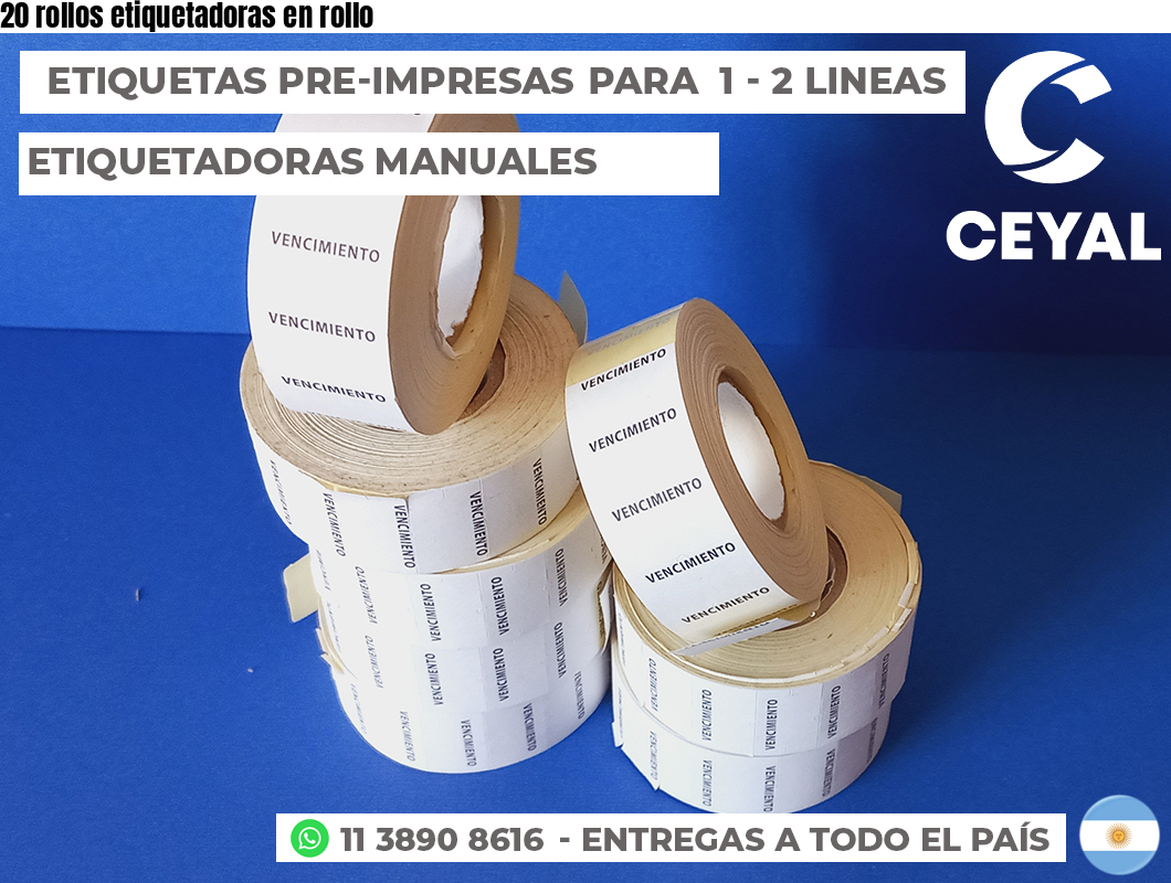 20 rollos etiquetadoras en rollo