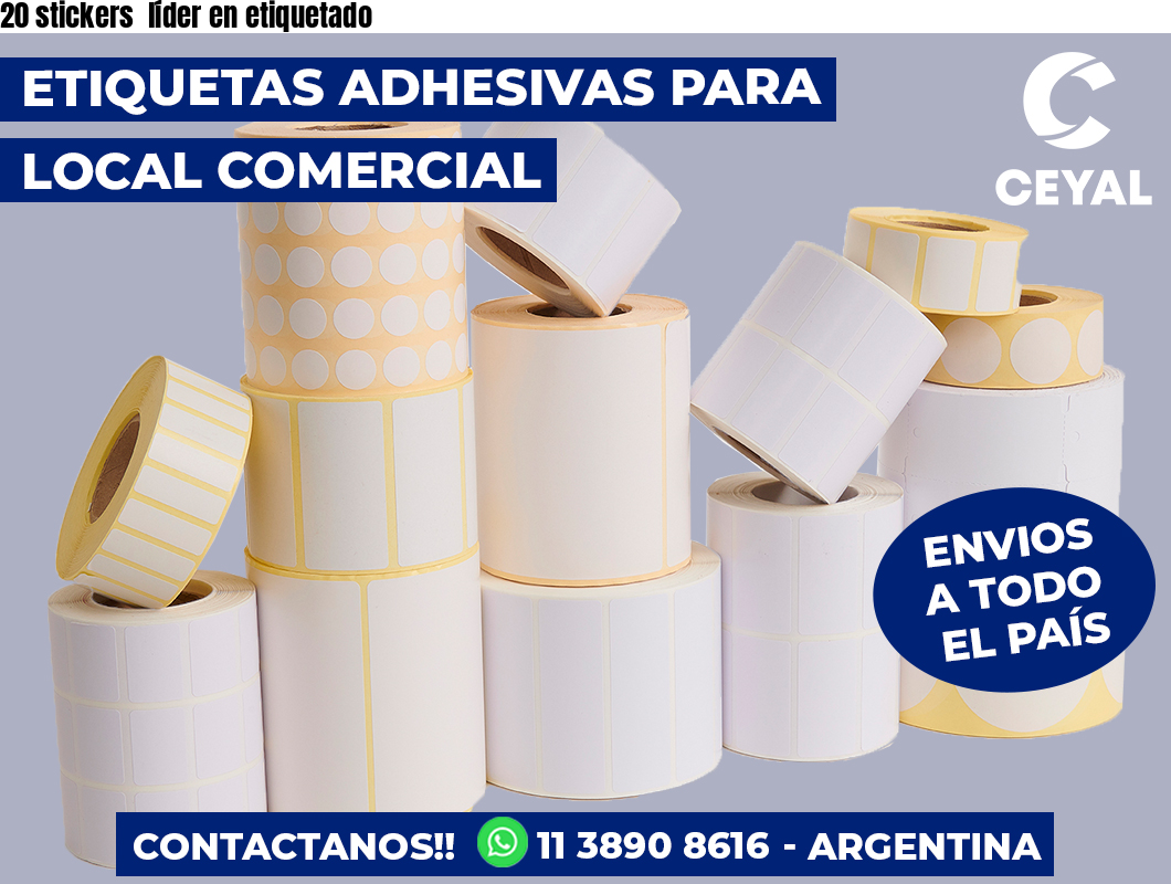 20 stickers  líder en etiquetado