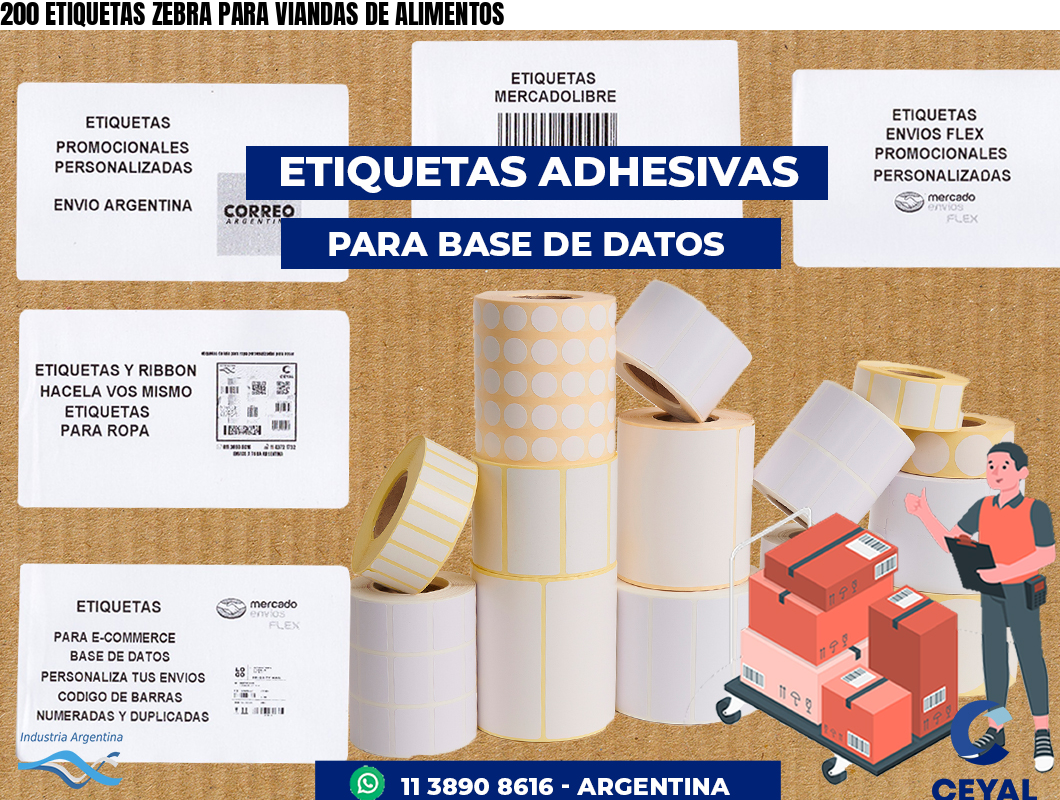 200 ETIQUETAS ZEBRA PARA VIANDAS DE ALIMENTOS