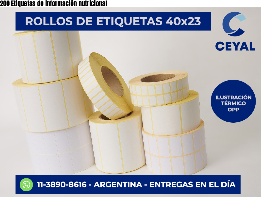200 Etiquetas de información nutricional