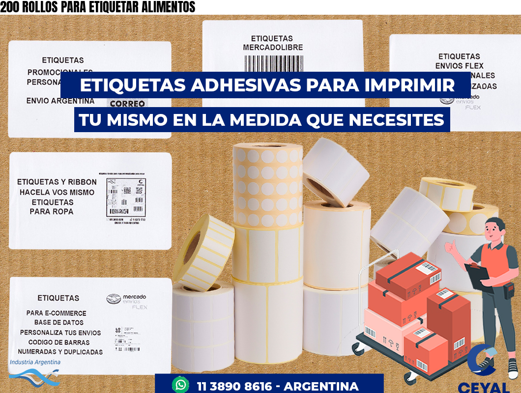 200 ROLLOS PARA ETIQUETAR ALIMENTOS