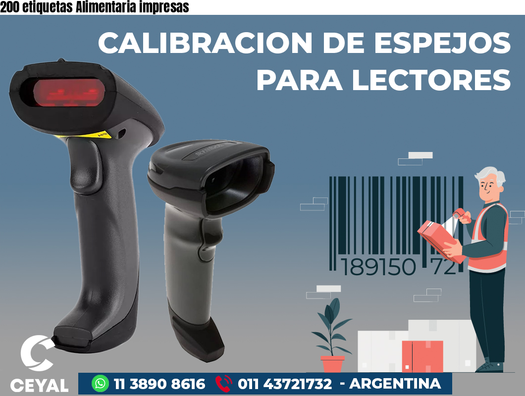 200 etiquetas Alimentaria impresas