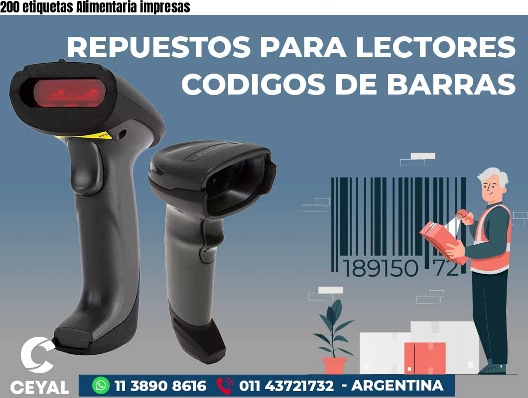 200 etiquetas Alimentaria impresas