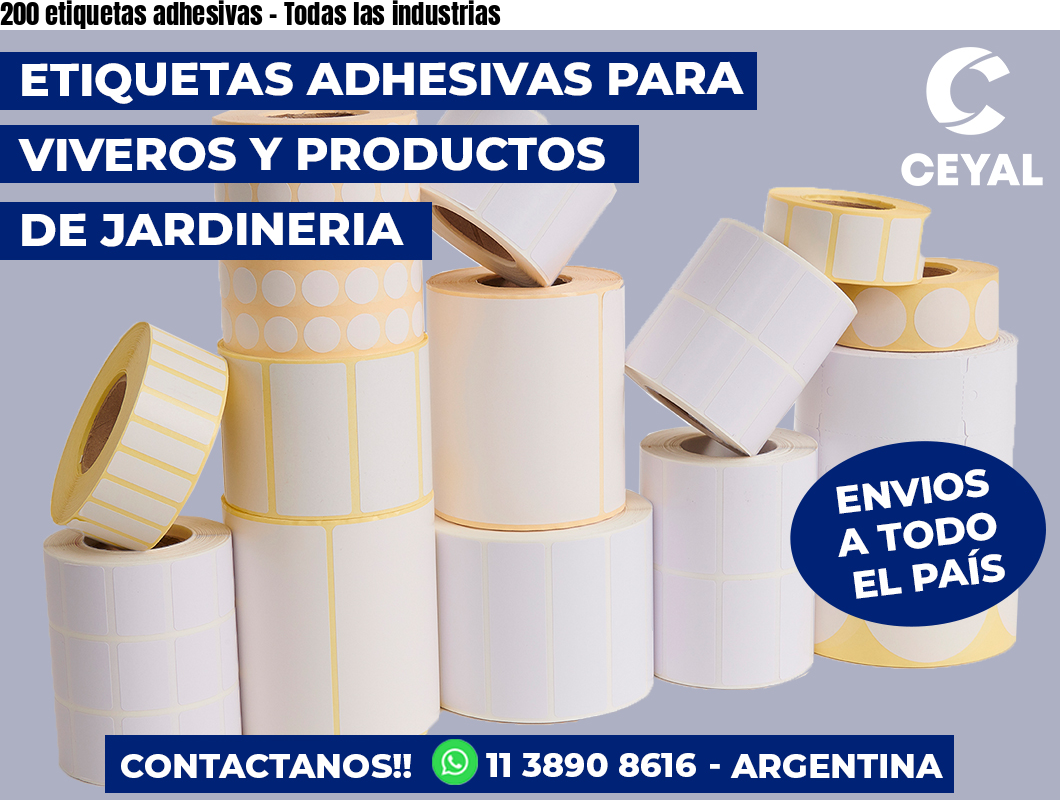 200 etiquetas adhesivas - Todas las industrias