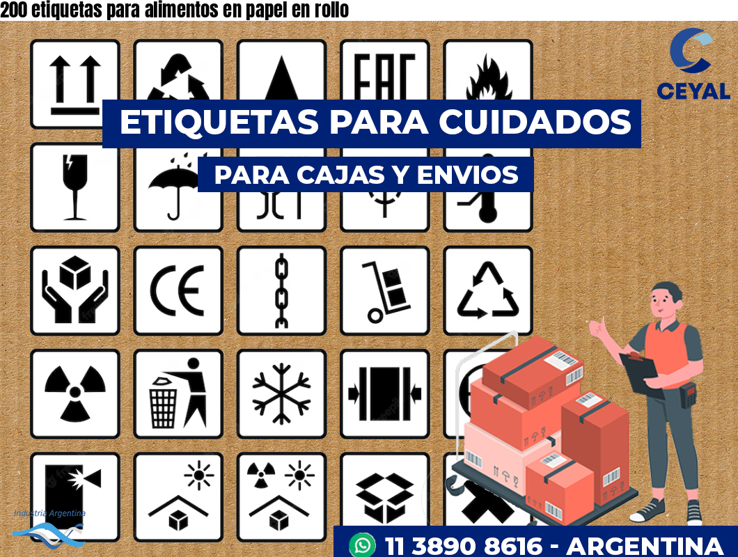 200 etiquetas para alimentos en papel en rollo