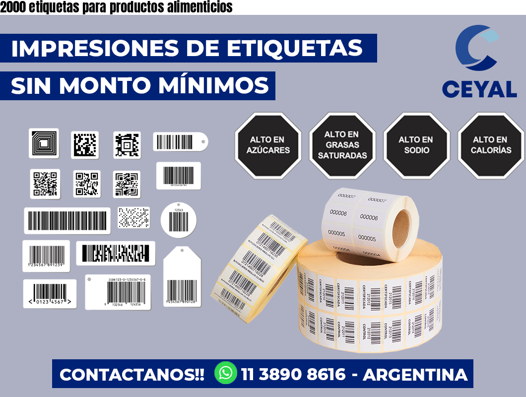 2000 etiquetas para productos alimenticios