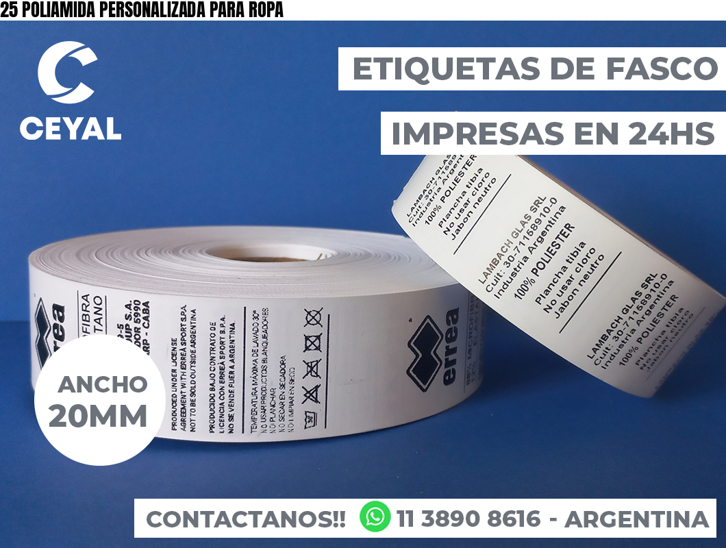 25 POLIAMIDA PERSONALIZADA PARA ROPA