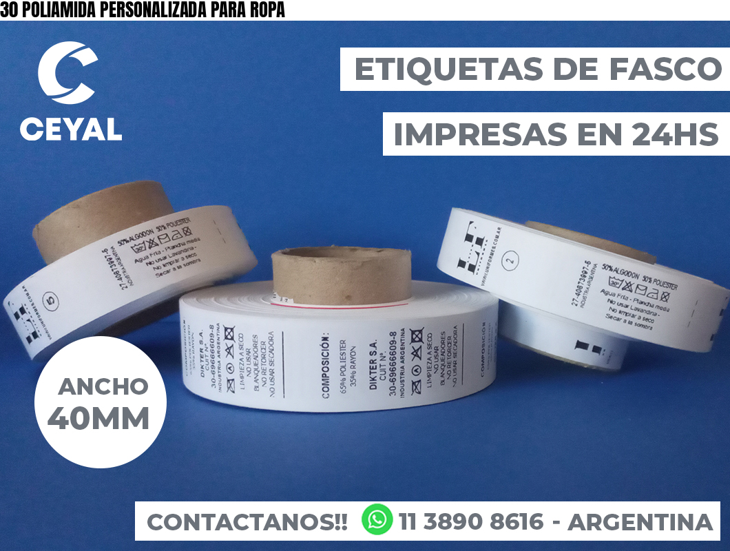 30 POLIAMIDA PERSONALIZADA PARA ROPA