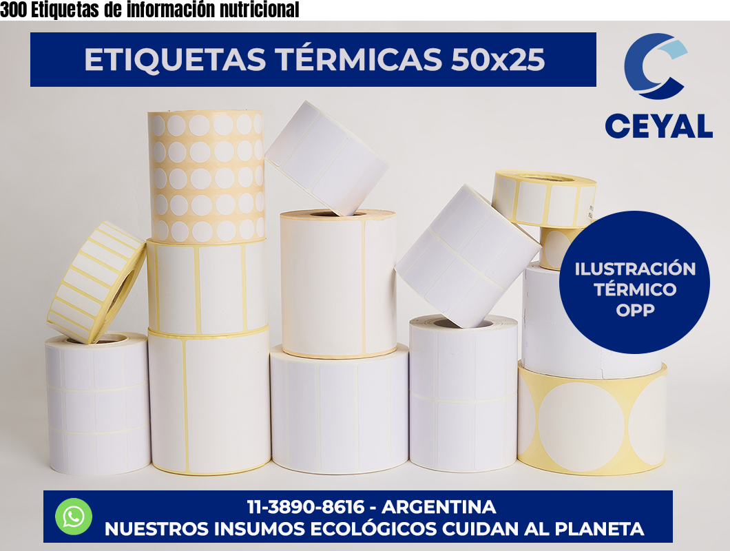 300 Etiquetas de información nutricional