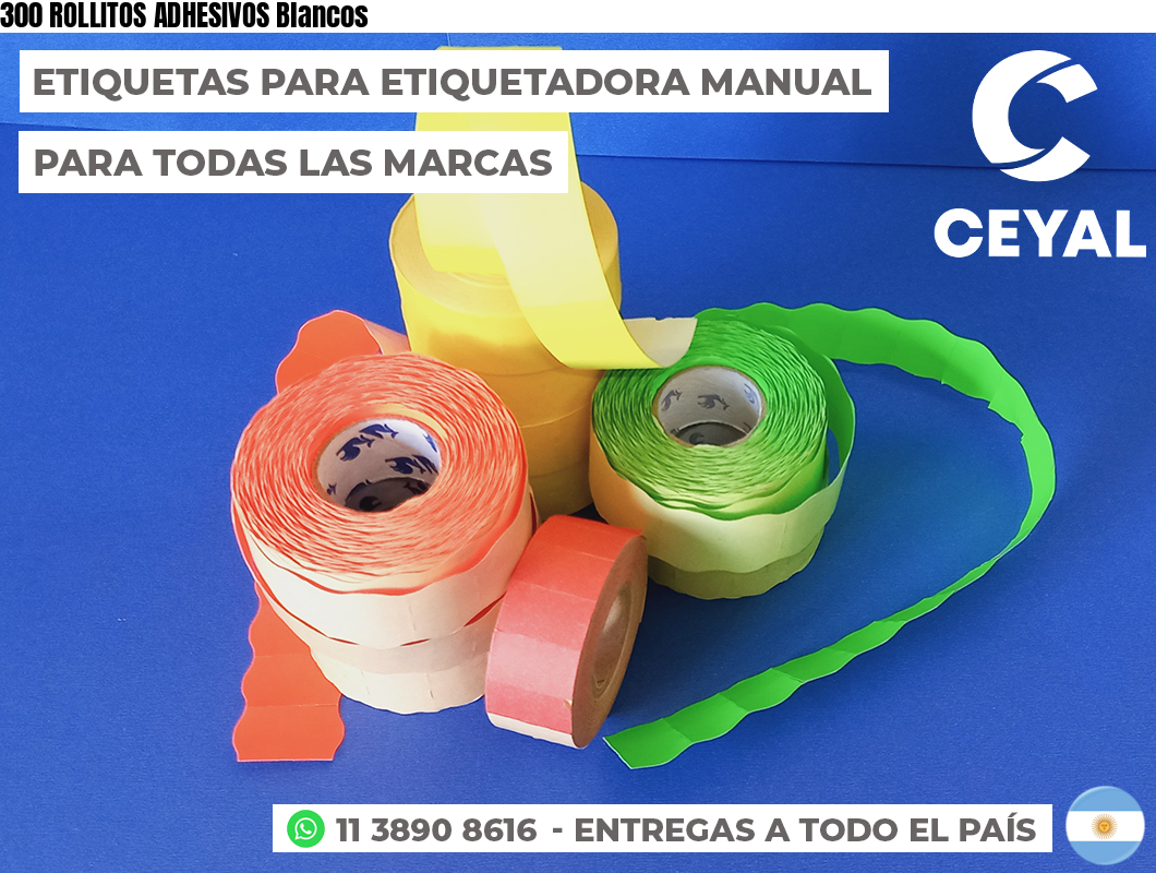 300 ROLLITOS ADHESIVOS Blancos