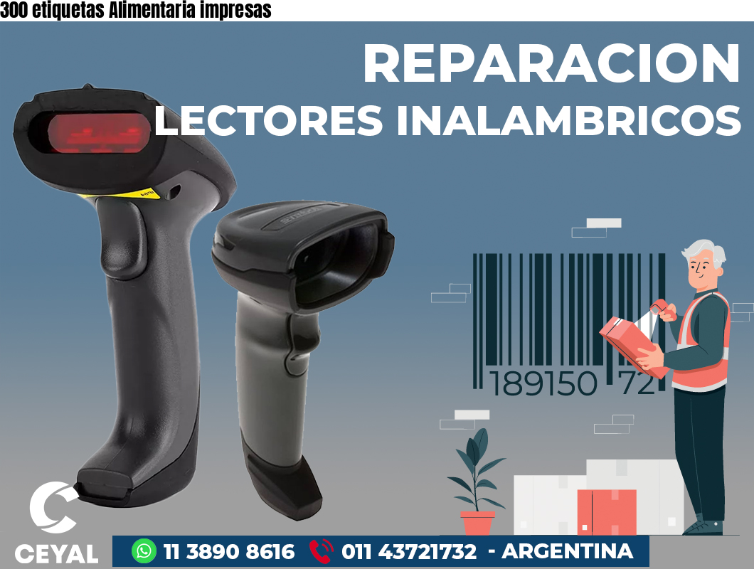 300 etiquetas Alimentaria impresas