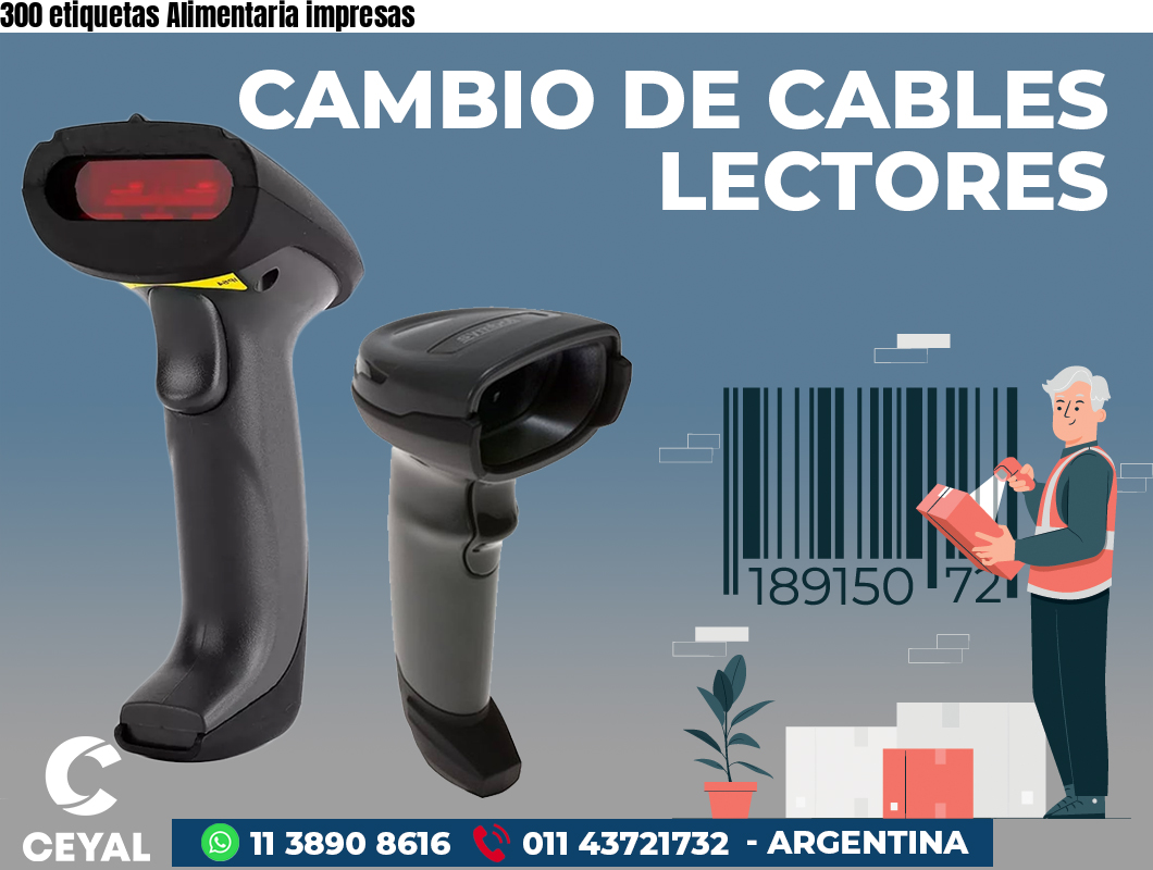 300 etiquetas Alimentaria impresas