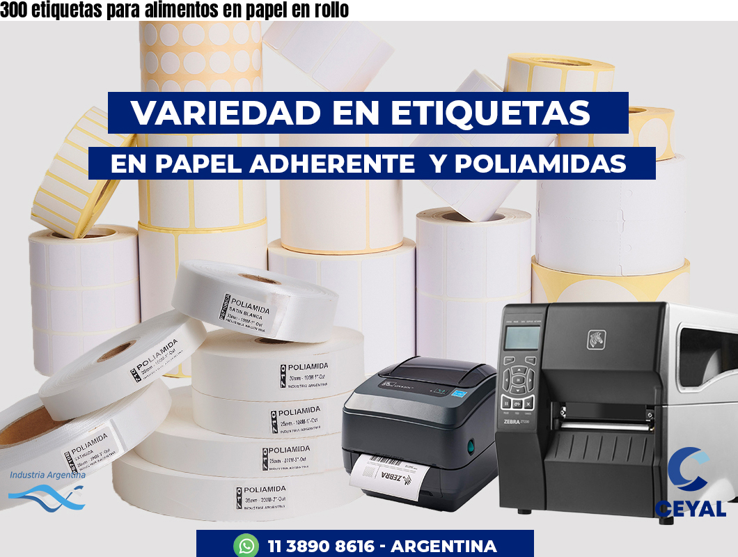300 etiquetas para alimentos en papel en rollo