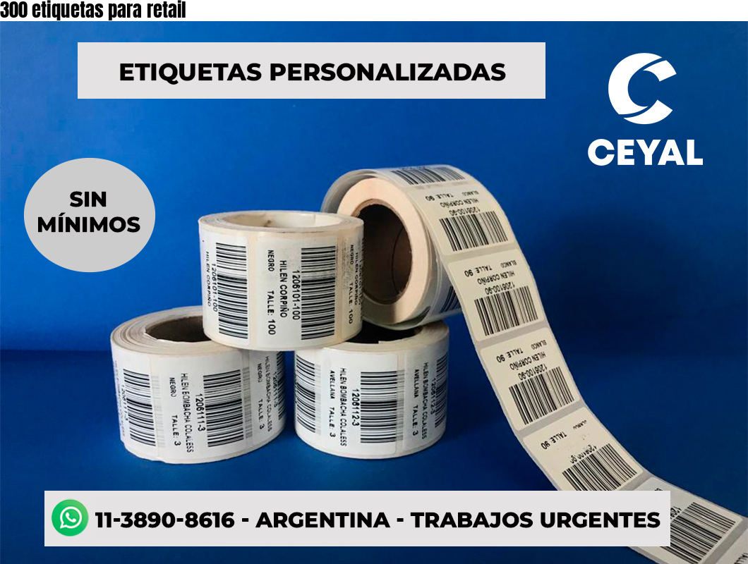 300 etiquetas para retail