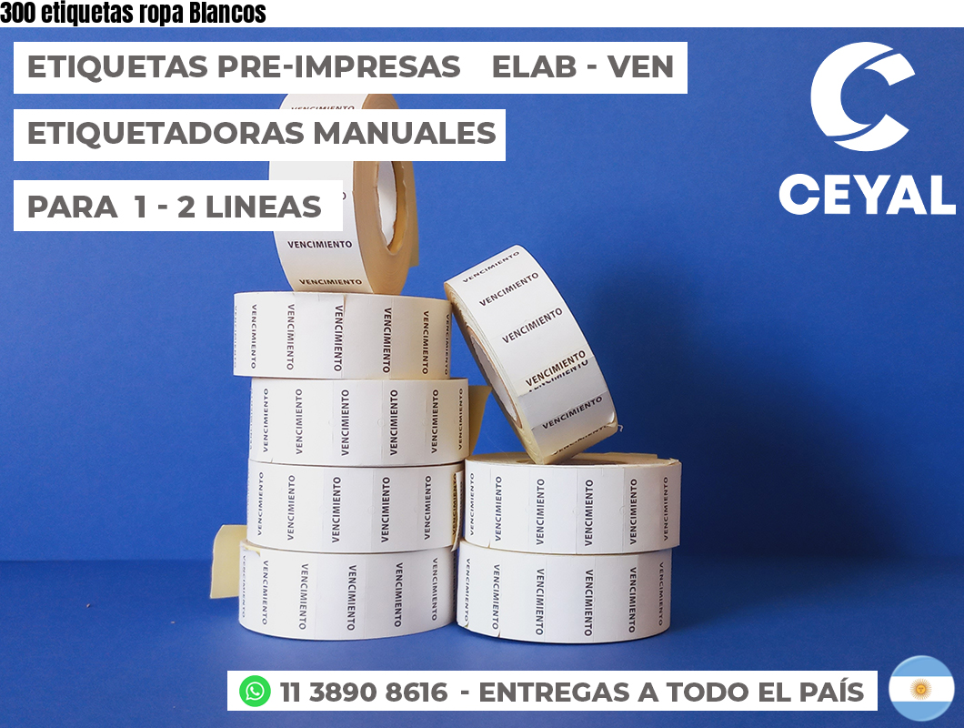 300 etiquetas ropa Blancos